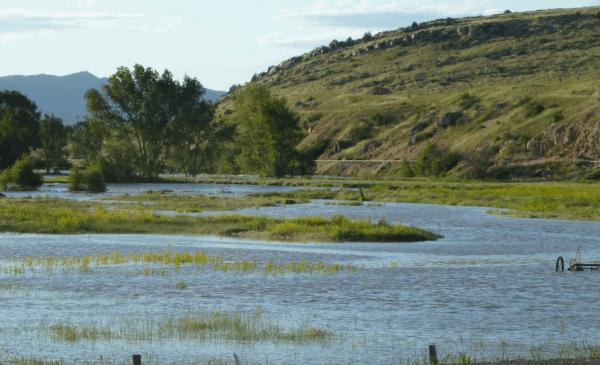 Flooded rural ground